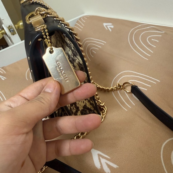Coach Black and Brown Bag with Gold Chain - Picture 3 of 9